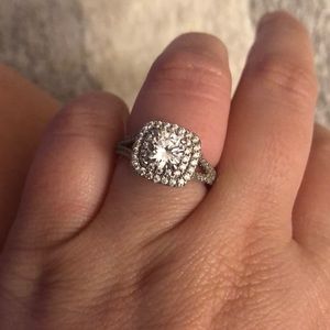 Halo ring with two Sapphire stone